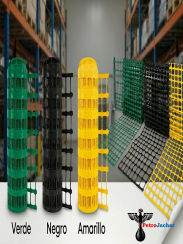 Mallas de señalización Grado Industrial en colores; Estándar y Uso Pesado (1.22m y 1.83m x 30m).