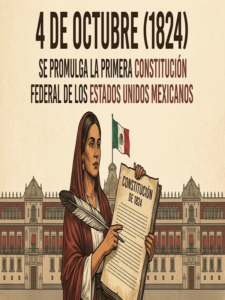 4 de Octubre (1824): Promulgación de la Primera Constitución Federal de los Estados Unidos Mexicanos.